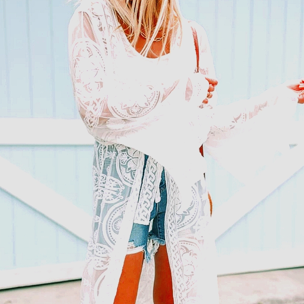 AMARYLLIS 🌟Medallion Embroidered Lace Kimono coverall - Picture 3 of 5